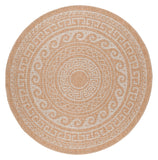 Rond Buitenkleed Beige Wit Patroon