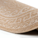 Rond Buitenkleed Beige Wit Patroon