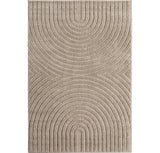 Japandi Vloerkleed Beige – Organisch Boog Patroon – Hoog-Laag Reliëf