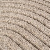 Detailfoto van Japandi Vloerkleed Beige – Organisch Boog Patroon – Hoog-Laag Reliëf