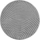 Ronde Vloerkleed 'Zen Arches' – Zilver Japandi Design met Textuur