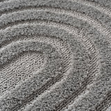Detailfoto van Vloerkleed 'Zen Arches' – Zilver Japandi Design met Textuur