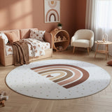 Rond regenboog vloerkleed COCO crème in kinderkamer – sfeerfoto