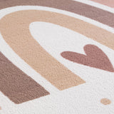 Detail close-up regenboog kindervloerkleed COCO crème – structuur en dikte 8 mm