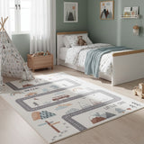 Speelkleed met weg COCO crème in kinderkamer – sfeerfoto rechthoek