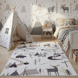 Bosdieren kindervloerkleed COCO crème in kinderkamer – sfeerfoto rechthoek