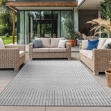 Japandi Abstract Design Grijs Vloerkleed op een terras