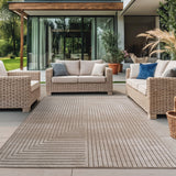 Japandi Vloerkleed Geometrisch Beige op een terras