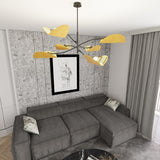 Plafondlamp LOTUS Geel/Goud – 6-Lichts Design Lamp