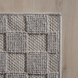 3D Vloerkleed Helix - Geweven Blokjes Patroon Grijs