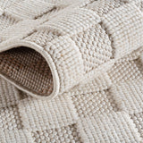 3D Vloerkleed Helix - Geweven Blokjes Patroon Creme