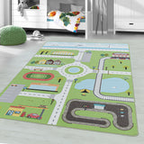 Kid's 2902 City Green Vloerkleed Laagpolig Kinderkamer Tapijt