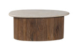 Salontafel 'Louis' 90 cm Mango hout met Travertin Beige