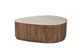 Salontafel 'Nolan' 100 cm Mango hout met Travetin Beige