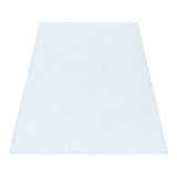 Sydney Shaggy White/Wit Vloerkleed Hoogpolig Zachte Tapijt Effen