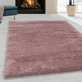 Fluffy Shaggy Rose/Roze Vloerkleed Hoogpolig Zachte Trendy Tapijt