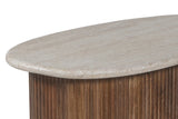 Salontafel 'Louis' 90 cm Mango hout met Travertin Beige
