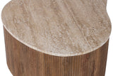 Salontafel 'Paul' 83 cm Mango hout met Travetin Beige
