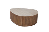 Salontafel 'Nolan' 100 cm Mango hout met Travetin Beige
