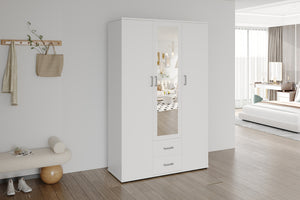 Kledingkast 'Marc' 3 deuren met spiegel Wit