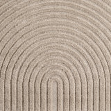 Voorzijde van Japandi Vloerkleed Beige – Organisch Boog Patroon – Hoog-Laag Reliëf