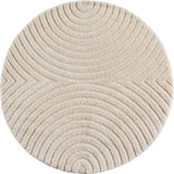 Ronde Vloerkleed 'Zen Arches' – Cream Japandi Design met Textuur