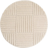 Ronde Art Creme Japandi Geruit Vloerkleed