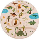 Rond kindervloerkleed Dino COCO beige – dinosaurus print