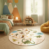 Rond dino vloerkleed COCO beige in kinderkamer – sfeerfoto