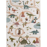 Kindervloerkleed Dino COCO crème rechthoek – dinosaurus print kinderkamer