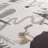 Detail close-up bosdieren kindervloerkleed COCO crème – structuur en dikte 8 mm