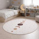 Rond maanfasen vloerkleed COCO crème in kinderkamer – sfeerfoto