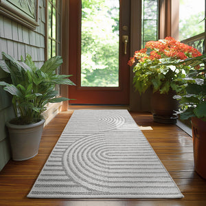Desert Gray/Grijs Geweven Japandi Vloerkleed Indoor/Outdoor Tapijt Tuinkleed