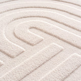 Japandi Laagpolig Vloerkleed Cream 3D 