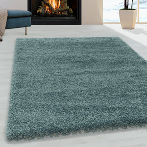 Sydney Shaggy Aqua/Blauw Vloerkleed Hoogpolig Zachte Tapijt
