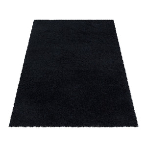 Sydney Shaggy Black/Zwart Vloerkleed Hoogpolig Zachte Tapijt