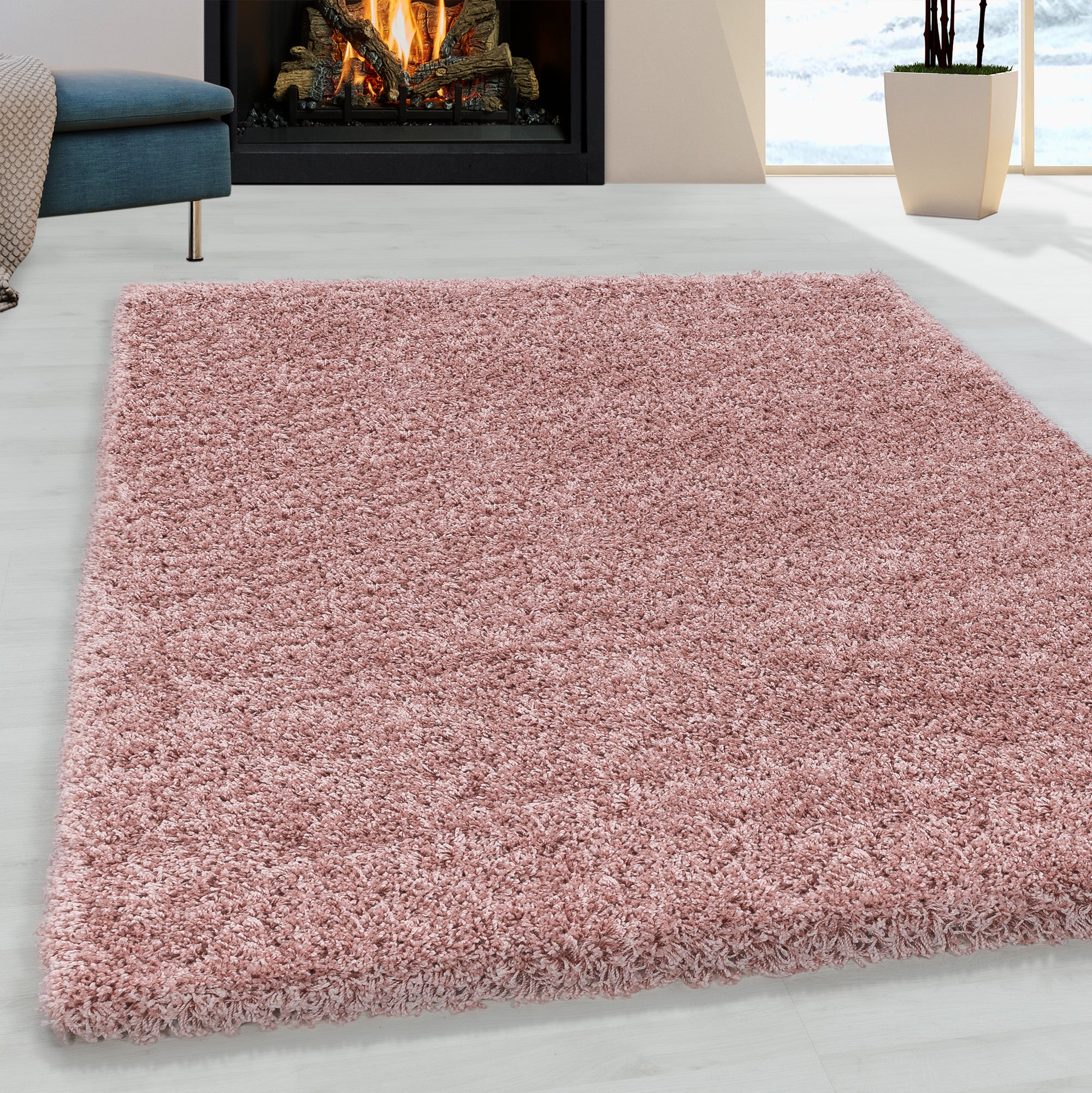 Sydney Shaggy Rose/Roze Vloerkleed Hoogpolig Zachte Tapijt Effen