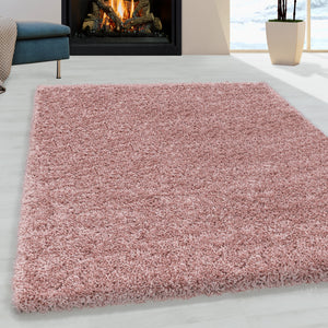 Sydney Shaggy Rose/Roze Vloerkleed Hoogpolig Zachte Tapijt Effen