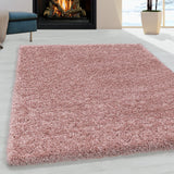 Sydney Shaggy Rose/Roze Vloerkleed Hoogpolig Zachte Tapijt Effen