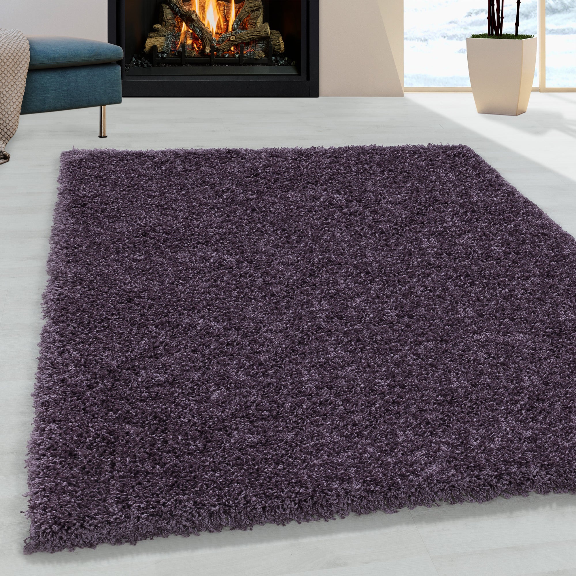 Sydney Shaggy Violet Vloerkleed Hoogpolig Zachte Tapijt Effen