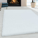 Sydney Shaggy White/Wit Vloerkleed Hoogpolig Zachte Tapijt Effen