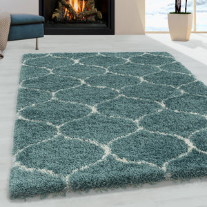 Salsa Shaggy Blue/Blauw Vloerkleed Hoogpolig Zachte Tapijt Berber Stijl