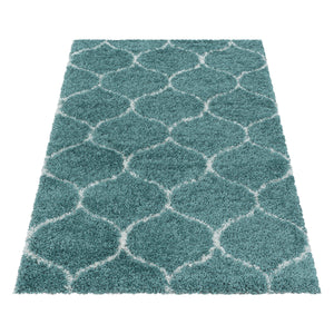 Salsa Shaggy Blue/Blauw Vloerkleed Hoogpolig Zachte Tapijt Berber Stijl