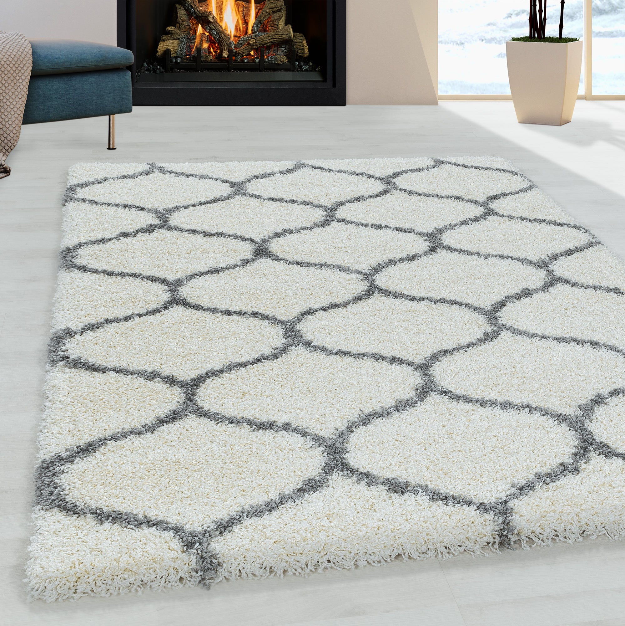 Salsa Shaggy Cream/Creme Vloerkleed Hoogpolig Zachte Tapijt Berber Stijl