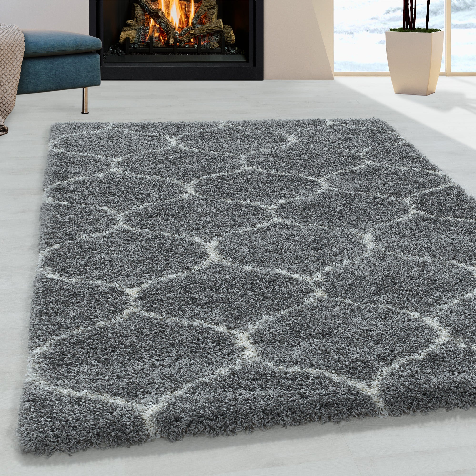 Salsa Shaggy Gray/Grijs Vloerkleed Hoogpolig Zachte Tapijt Berber Stijl