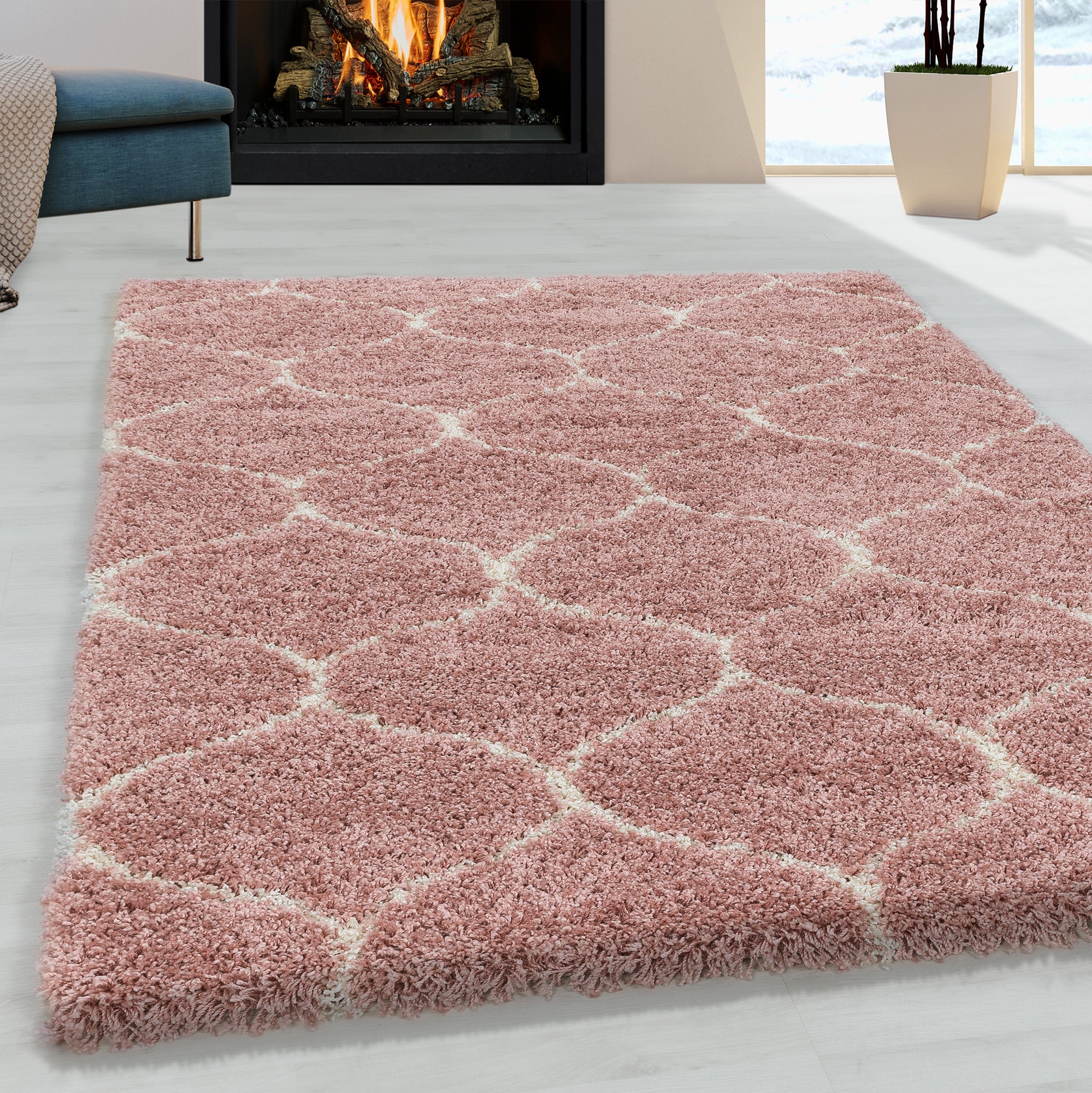 Salsa Shaggy Rose/Roze Vloerkleed Hoogpolig Zachte Tapijt Berber Stijl