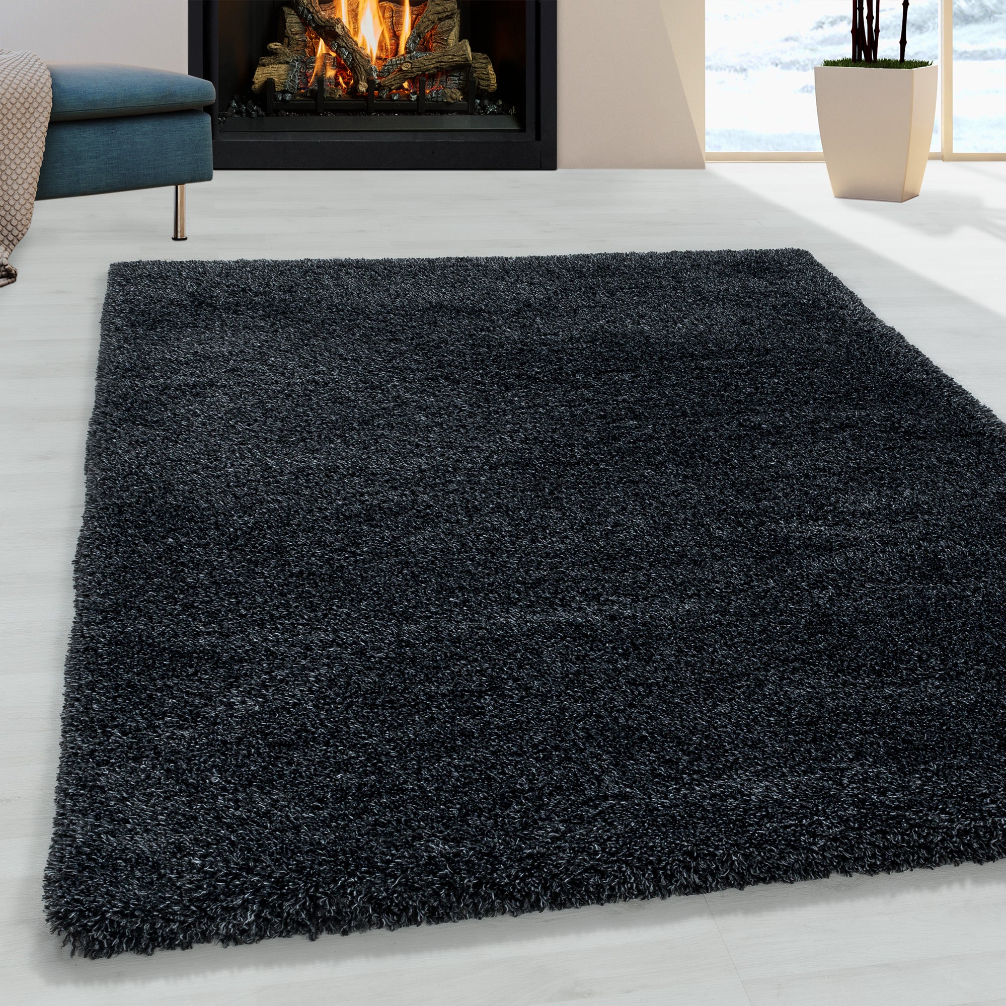 Fluffy Shaggy Antraciet Vloerkleed Hoogpolig Zachte Trendy Tapijt