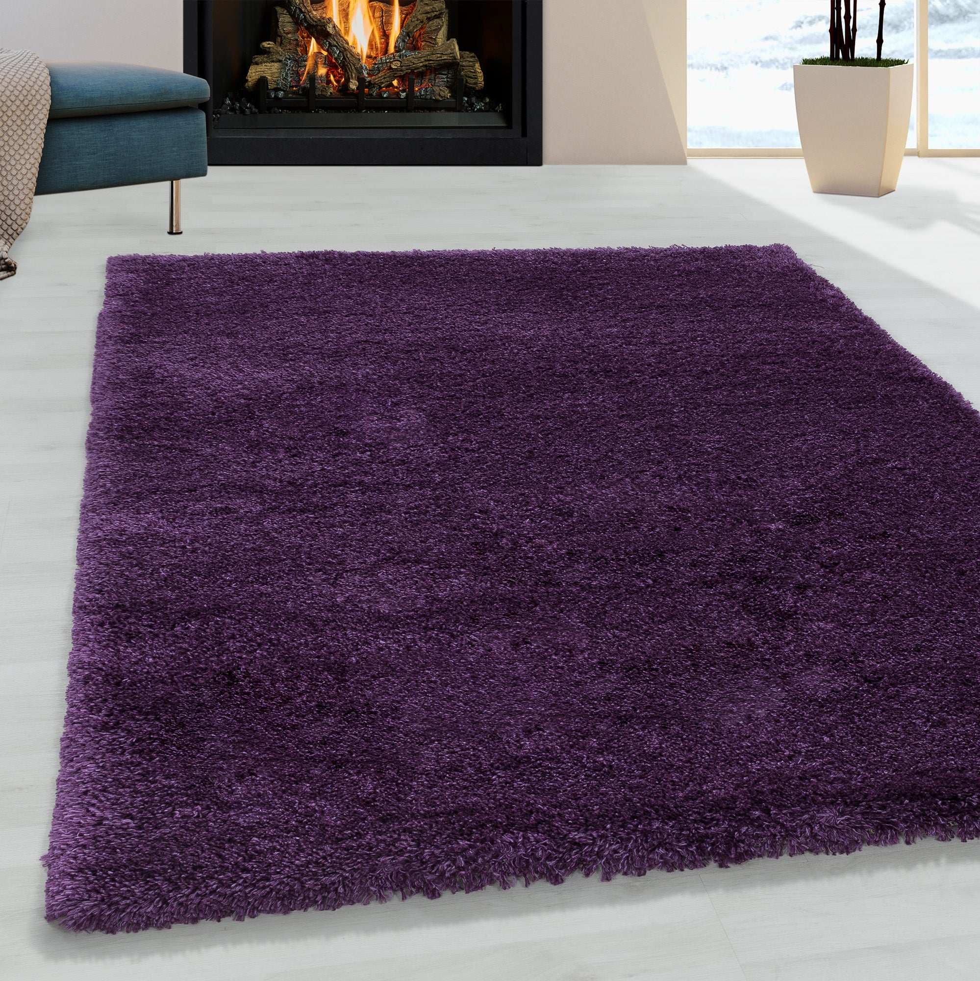 Fluffy Shaggy Lila Vloerkleed Hoogpolig Zachte Trendy Tapijt