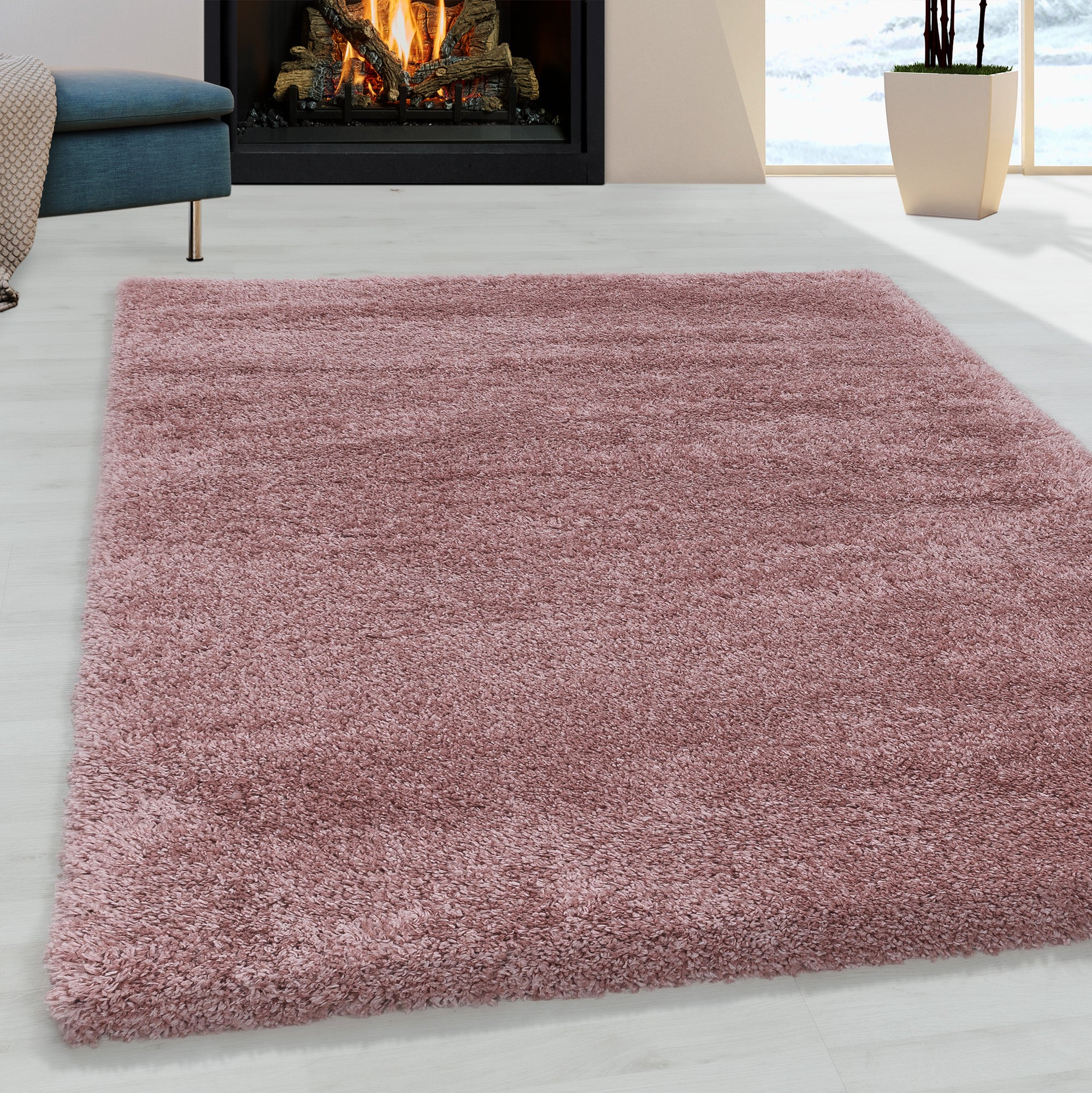 Fluffy Shaggy Rose/Roze Vloerkleed Hoogpolig Zachte Trendy Tapijt