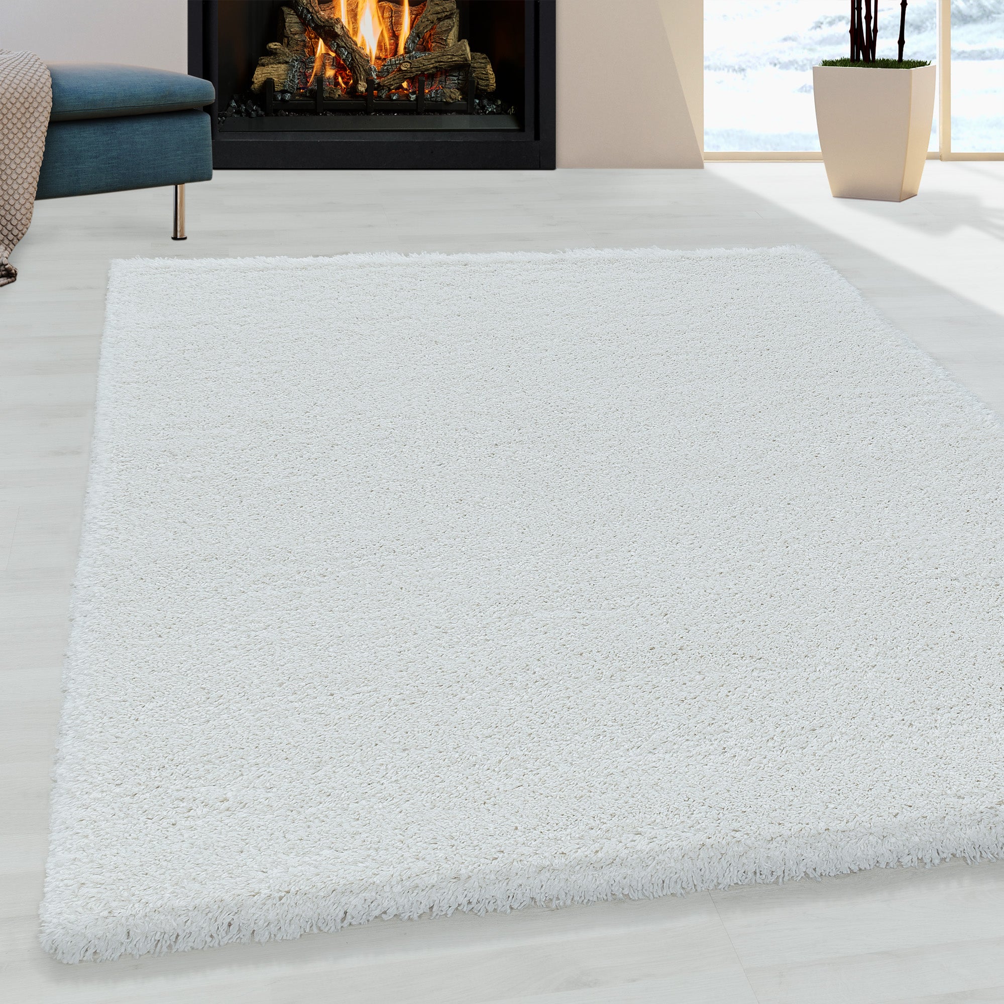 Fluffy Shaggy White/Wit Vloerkleed Hoogpolig Zachte Trendy Tapijt